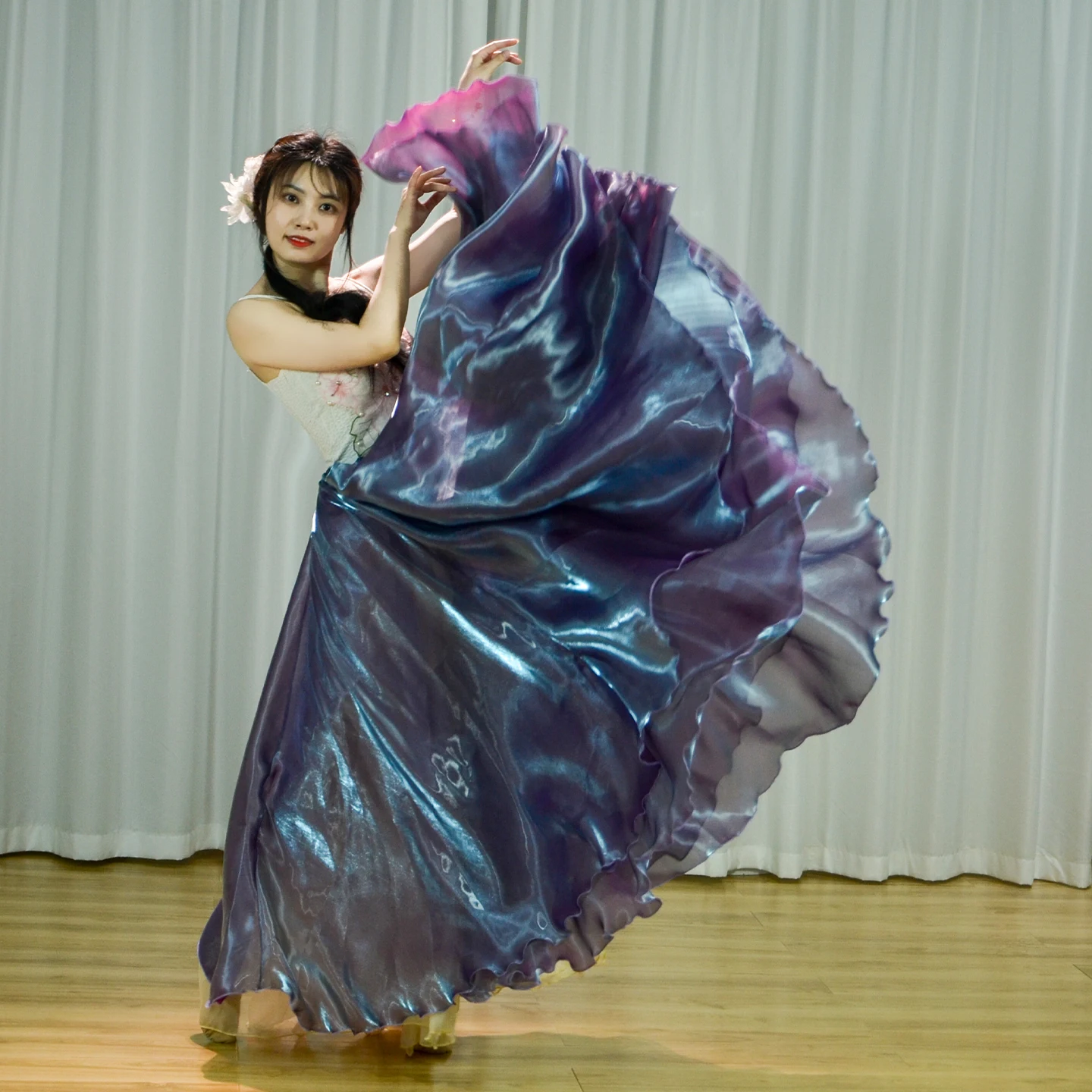 1080 Degree Wide Dance Skirt Vibrant Purple Half-length Practice Skirt Stage Performance Costume Ethnic Fashion Spring 2026
