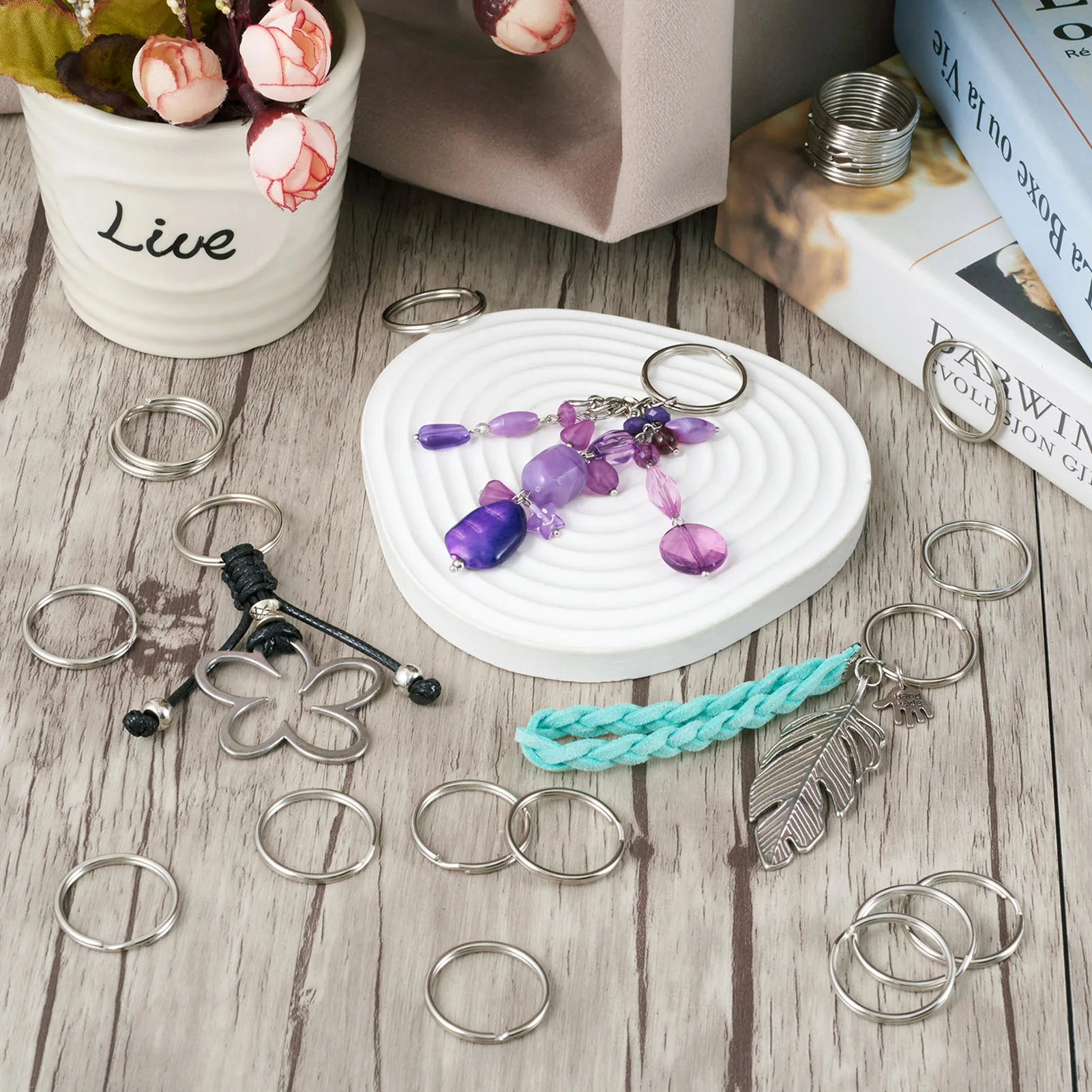 1000 pcs Iron Split Key Rings Platinum Ring for Jewelry Making DIY 15mm 20mm 25mm 30mm,about 2mm thick