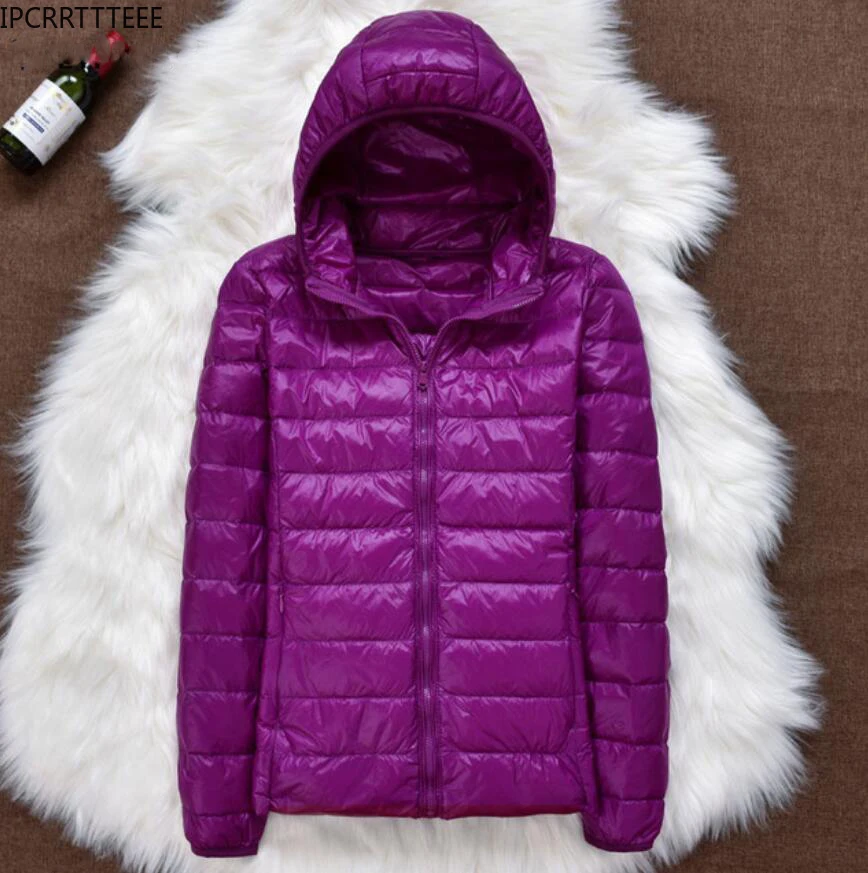 Autumn Winter Women Long Sleeve Warm Coat Female Outwear Ultralight Thin Down Jacket White Duck Down Hooded Jackets