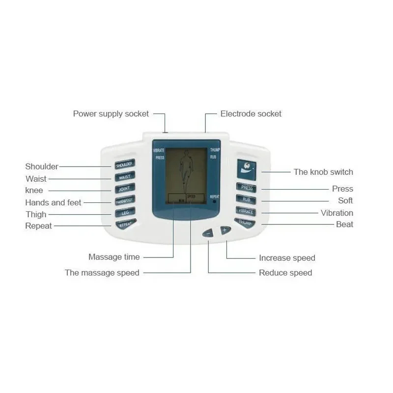 

JR309 EMS Tens Massager Unit + 16 Pads + Shoe Electric Pulse Acupuncture Whole Body Relaxation Muscle Therapy Massage Stimulator