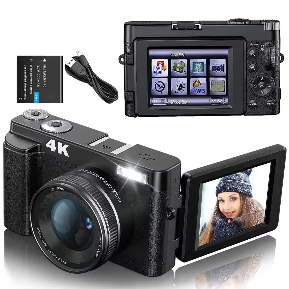 Mini 4K DSLR Camera 180 Wide Angle 16x Optical Zoom Autofocus 3.0