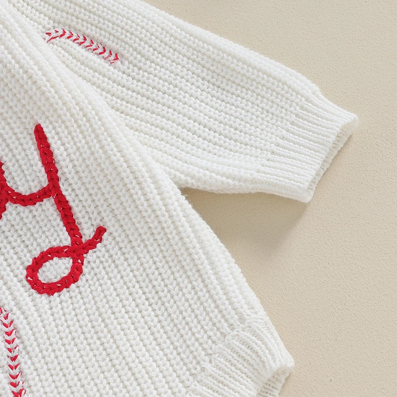 

Newborn Christmas Outfit Baby Boy Girl Long Sleeve Letter Embroidery Knit Sweater Romper Fall Winter