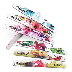 25/50Pcs Professional Nail Files Cutters For Manicure Colorful Ink Printed Sandpaper Washable Sanding Nail Buffer File Wholesale