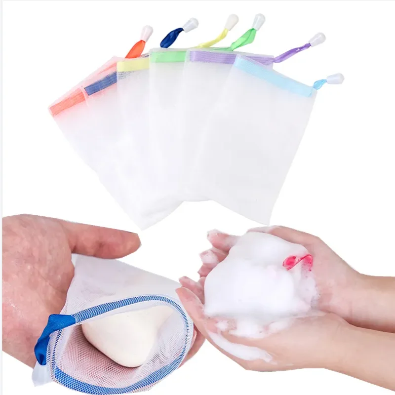 Soap Foaming Net Bags Facial Body Cleansing Soap Bar Mesh Bag Shower Bubble Storage Bag Travel Washing Tool Bathroom Accessories