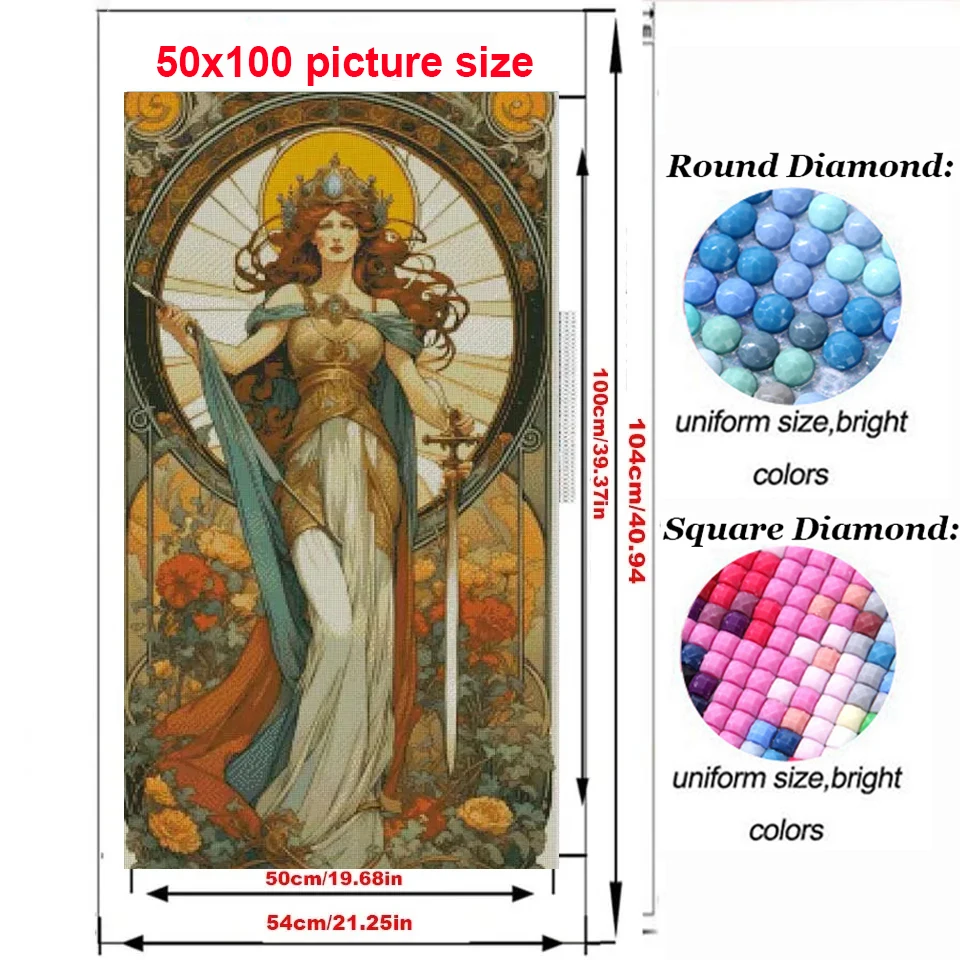 Queen of Swords diamond painting new 2024 Full Square Round Diy Diamond Mosaic Jewelry cross stitch Europe goddess Home Decor