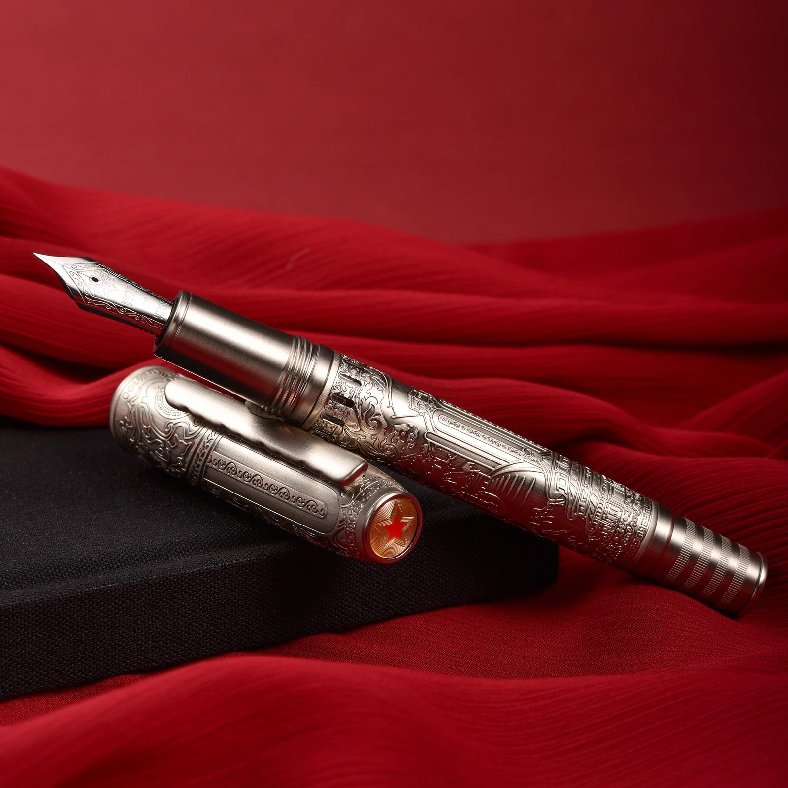 Hongdian 100 pióro wieczne z tłokiem Iridium EF/F/M/długa stalówka do noża, piękne grawerowanie metalu duże pióro do pisania — zdjęcie produktu 4