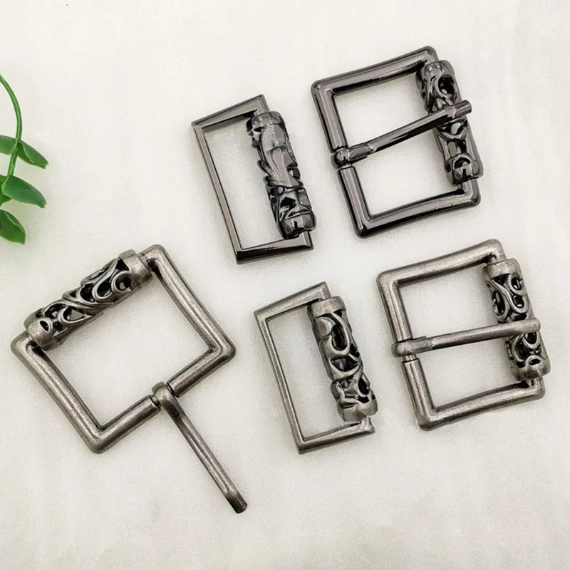 2parts/set Solid Flower embossed Men\'s punk Belt Metal Alloy Head Buckle  Leather Crafts Jeans Straps DIY Accessories