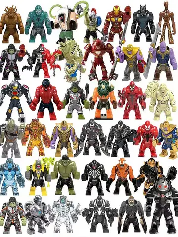 Building blocks, Marvel superheroes, assembled dolls, Spider Man, Iron Man, Venom, Shark, Deadpool, DIY gifts, children's toys
