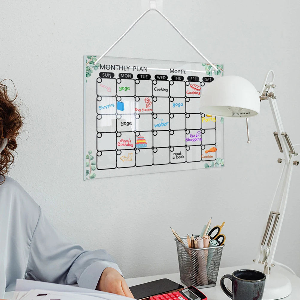 

1 Set Transparent Acrylic Memo Message For Home Office School Writing Board Multi-Functional Note Board Hanging Design