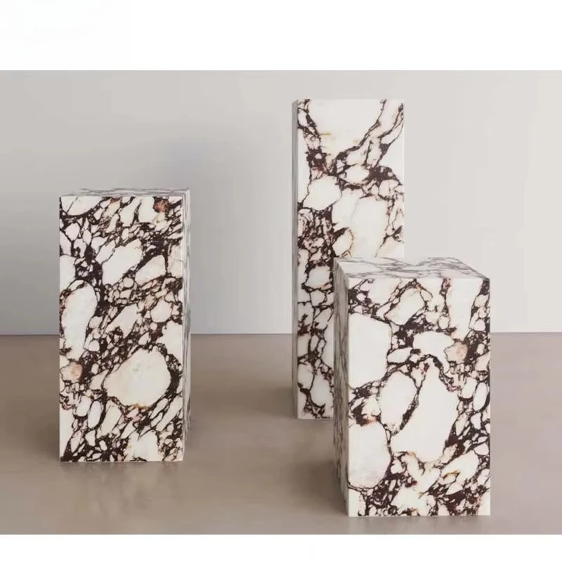 

Calacatta Viola Square Natural Marble Stone Side Table Coffee Table for Villa Home Livingroom and Office Decoration