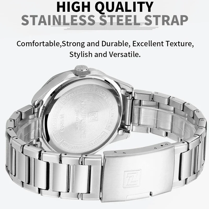 NAVIFORCE Luxury Mens Watches Fashion Sport Wristwatch Male Quartz Waterproof Steel strap Business Clock Men Relogio Masculino
