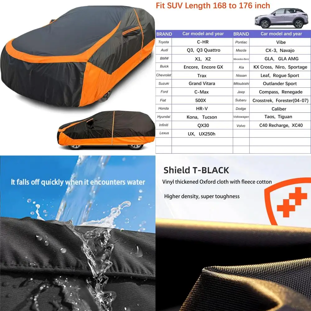Allwetter-SUV-Autoabdeckung mit Tür mit Reißverschluss und reflektierendem Streifen für kompakte Crossover-Modelle
