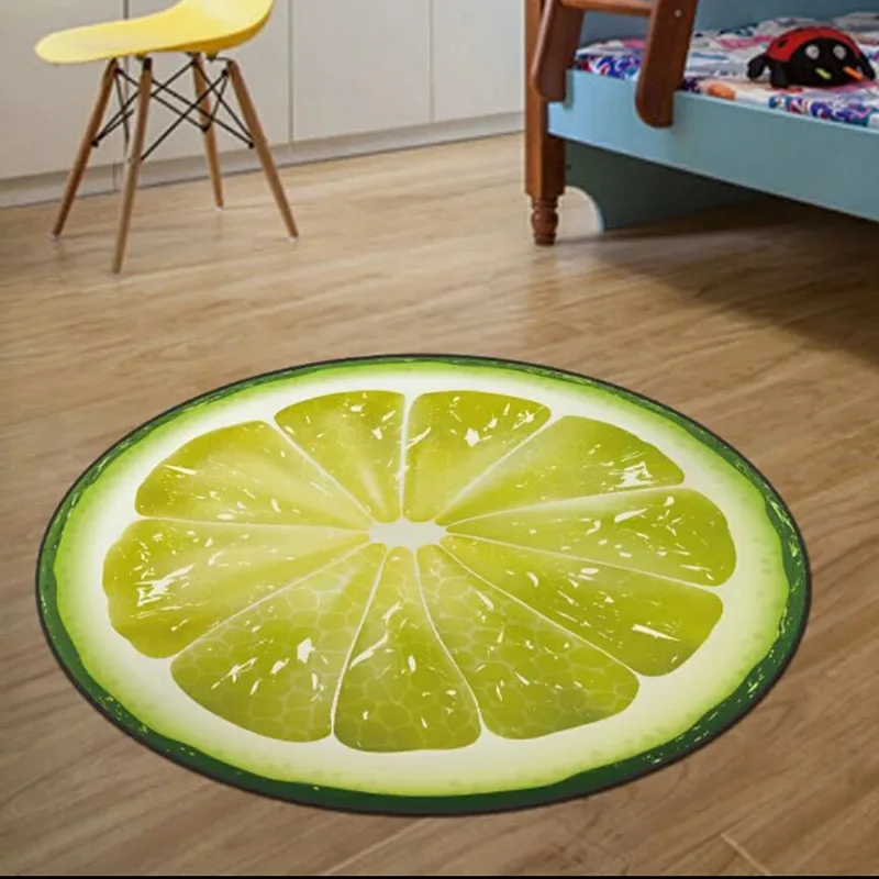 Round 3D Fruit Print Carpet Soft Anti-slip Rugs Computer Chair Mat Kiwi Watermelon Floor Mat For Room Home Decor Rugs