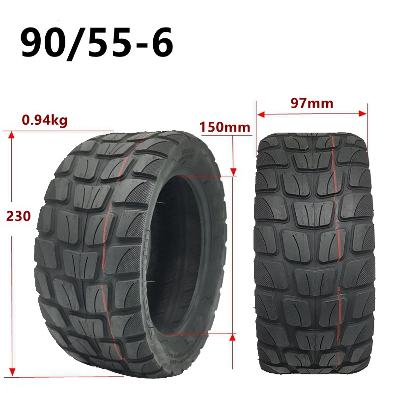 90/55-6 Tire with Valve for Electric Scooter 10 Inch 80/60-6 Upgrade Wider Wear-resistant Anti-skid Tubeless Tyre