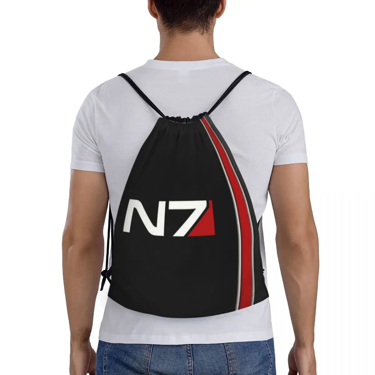 N7 Mass Effect Emblema Drawstring Mochila Sports Gym Bag para Mulheres Homens Aliança Militar Video Game Shopping Sackpack