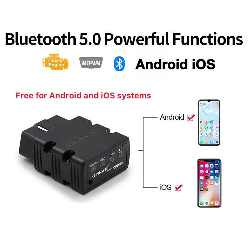 KONNWEI ELM327 V1.5 Auto Scanner Bluetooth 5.0 KW902 OBD2 Car Diagnostic Tools ELM 327 V 1 5 OBD 2 Code Reader For iOS/Android