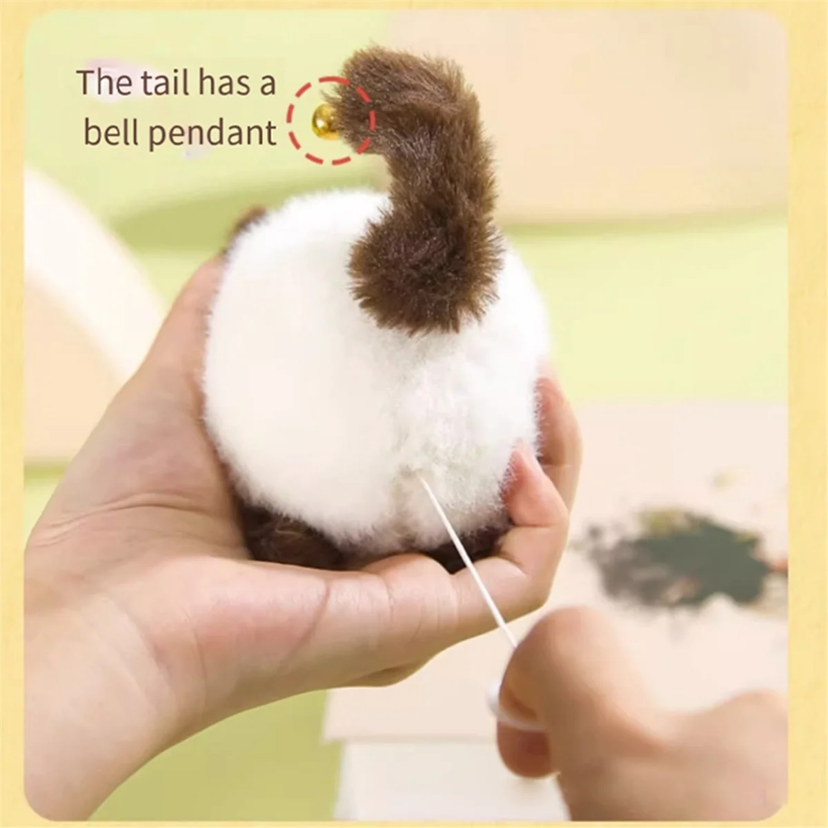 B Wag Tail Cat Plush Toy Soft and Comfortable Stuffed Animal Move and Swing Rotating Cat Doll Toy Gift Home Ornaments