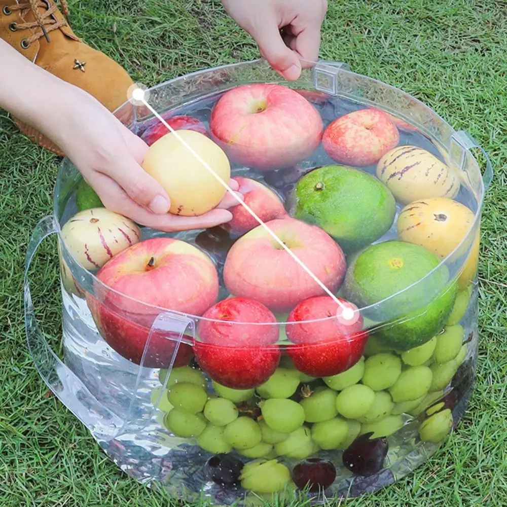 New Transparent Folding Water Basin with Handles Lightweight Dish Tub Sink Foldable Portable Bucket Backpacking