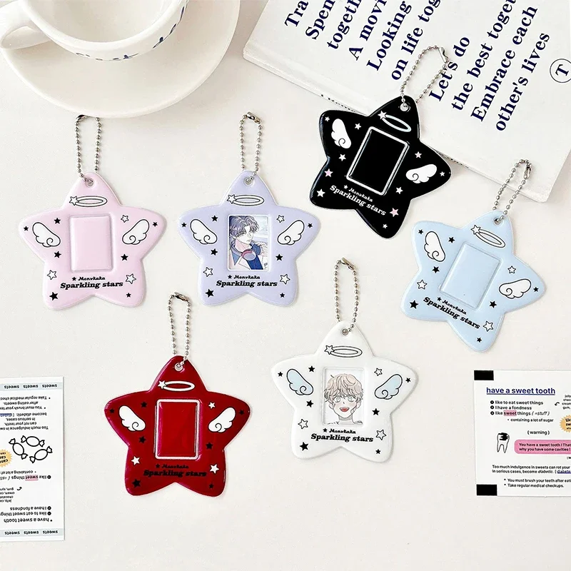

Cute Cartoon Love Idol Acrylic Photo Card Holder Kpop Idol Photo Sleeve Protective DIY Gift Keychain Pendant