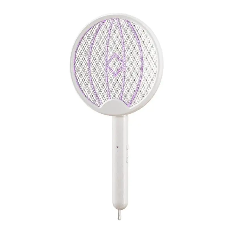 Electric Fly Swatter Racket Powerful Fly Trap Lamp With 3-Layer Safety Mesh Portable Home Handheld Animal Zapper Light For Patio