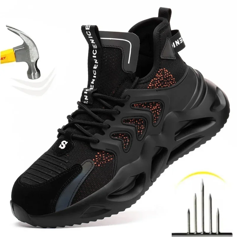 

High Quality Work Sneakers Men Indestructible Safety Shoes Men Steel Toe Shoes Work Boots Men Puncture Proof Industrial Boots