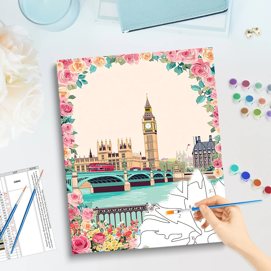 GATYZTORY Painting By Numbers With Canvas Frame Kill Time Art Stuff Picture Paint Landscape Decorations For Home Adult Coloring