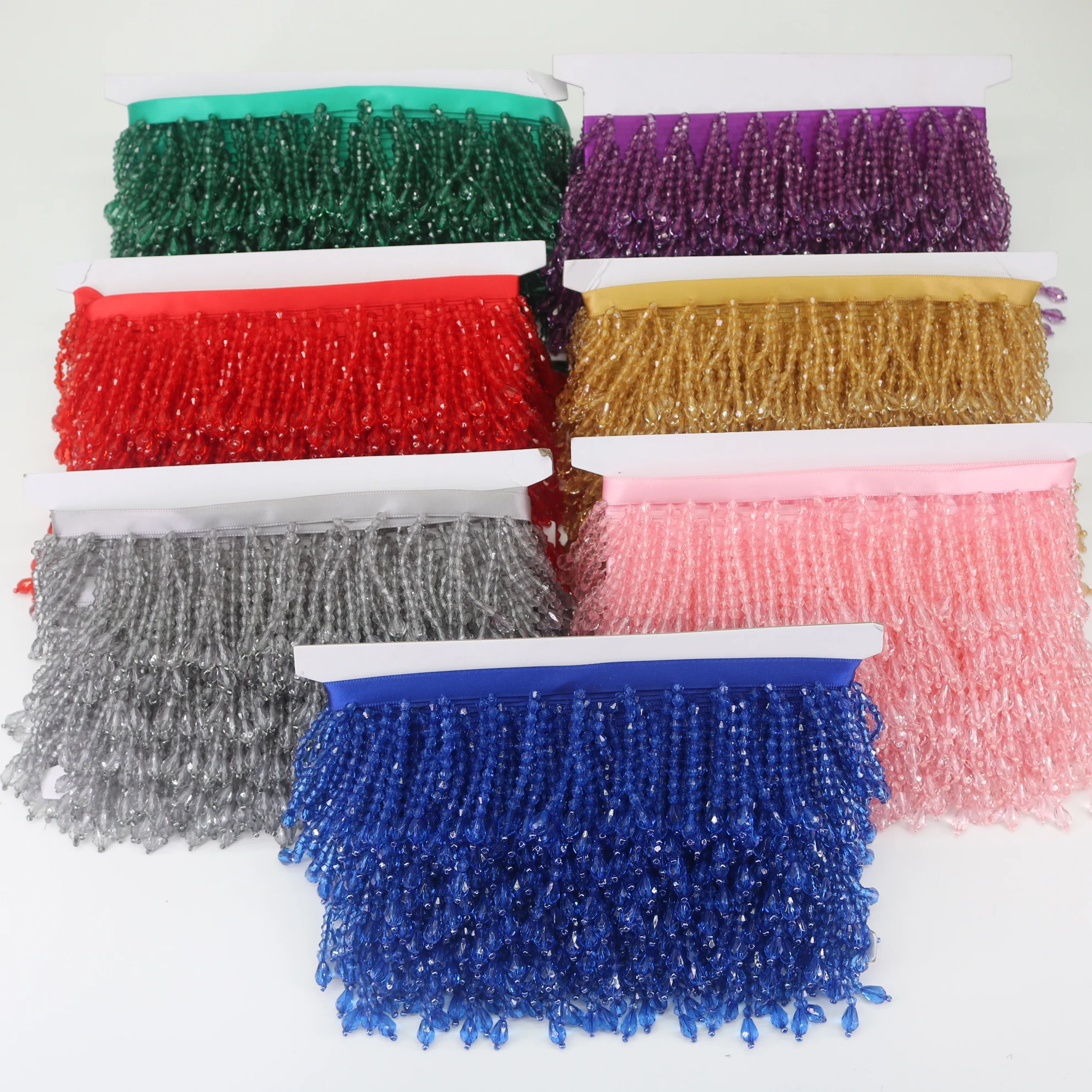 2 Yards Crystal Pendant Beaded Fringe DIY Clothes Stage Dress Curtain Decorative Accessories Latin Dance Dress Sewing decorate