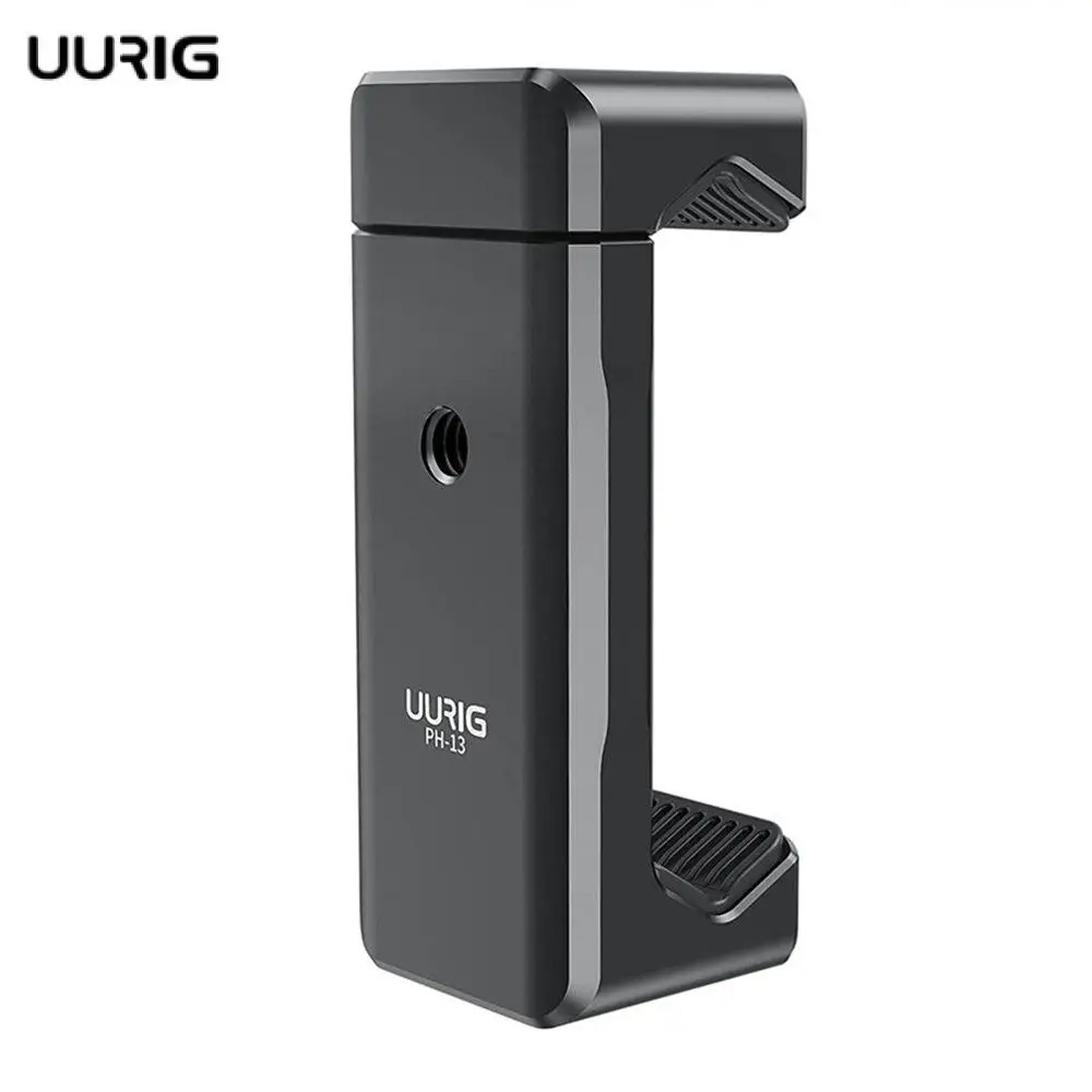 UURIG New Metal Phone Clip Bracket Holder Mount Tripod Monopod Stand Adapter for Iphone Samsung Xiaomi Smartphone with Cold shoe