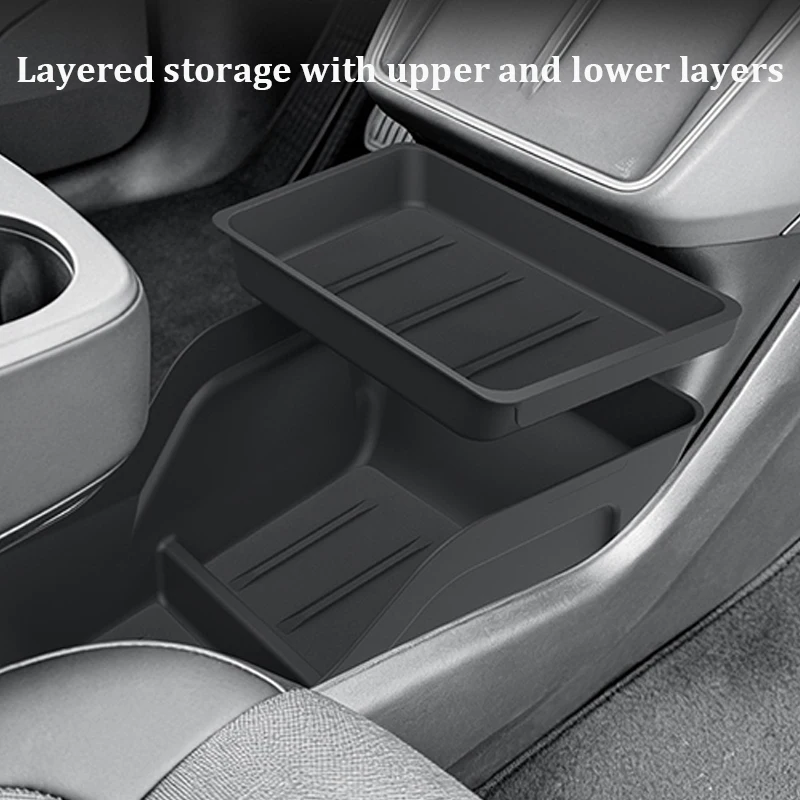 TPE Center Console Lower Storage Box Organizer Tray Container For Tesla Model Y Standard RWD 2026 Car Interior Accessories view 2
