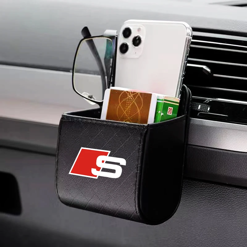 سيارة حقيبة تخزين جلدية تنفيس الهواء لوحة القيادة مرتبة معلقة المنظم صندوق لأودي سلاين A1 A3 A4L A5 A6 A7 Q3 Q7 TT R8 B5 B6 B8 #6