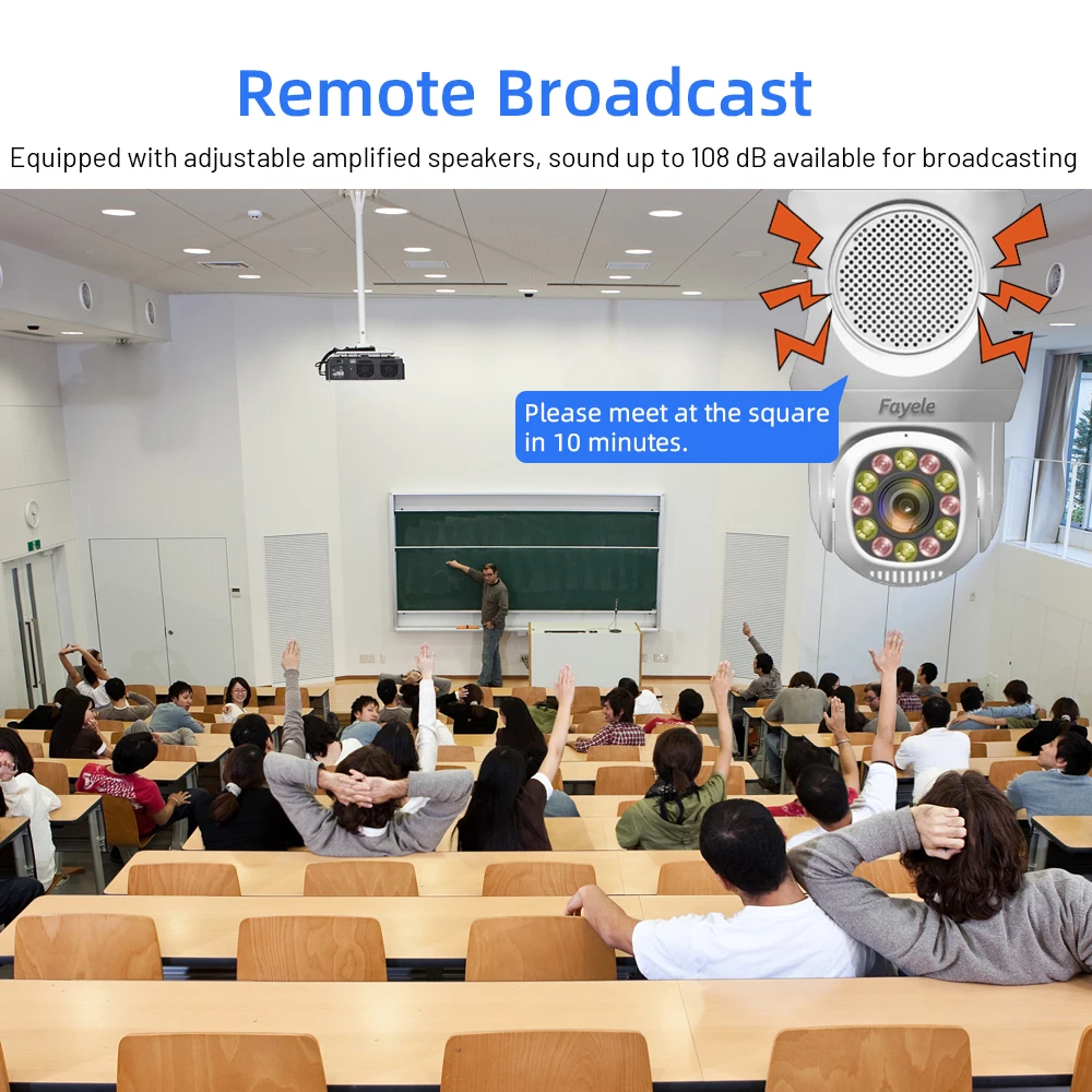 Remote Call Voice Intercom Two way Audio talk back 3MP Panoramic PTZ Camera 20W 108db Horn loudspeaker