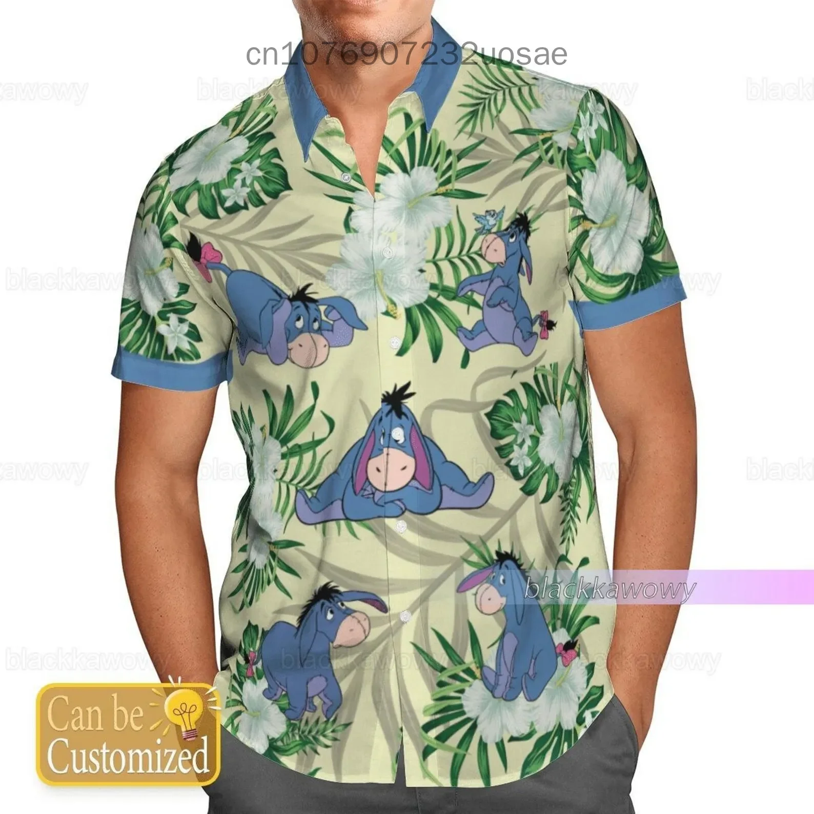 2024 Disney Eeyore Hawaiian Shirts Men's Women Summer Short Sleeve Shirts Hawaiian Shirts Winnie the Pooh Casual Beach Shirts