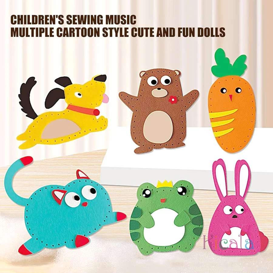 DIY الحيوان ورأى مجموعة الخياطة للفتيات 6 قطعة المهارات الحركية الدقيقة تعلم خياطة محشوة دمية على شكل حيوان قلادة عيد ميلاد هدية الكريسماس