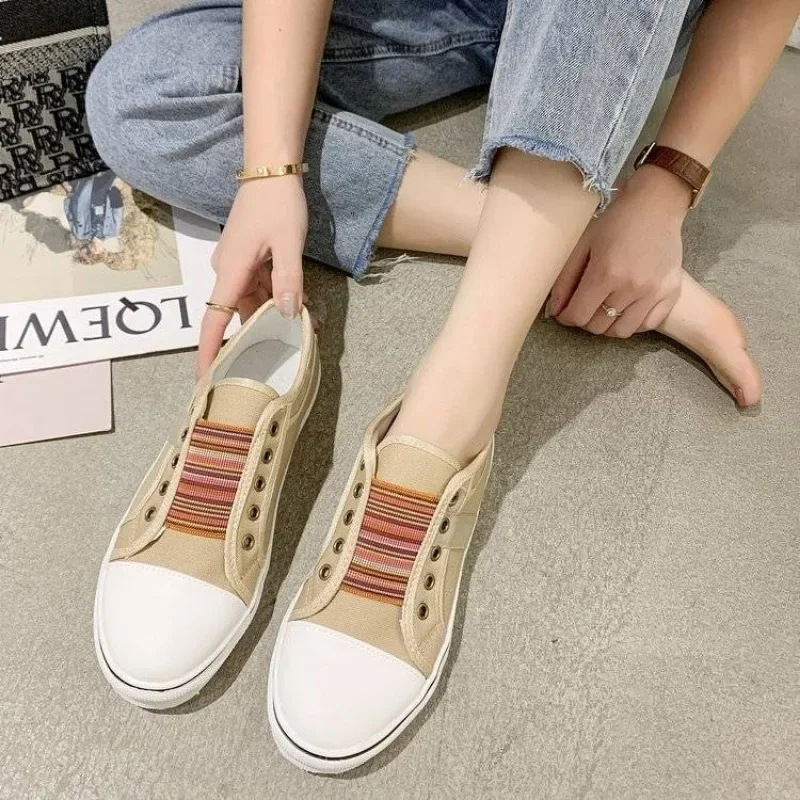 

Fashion 2025 Spring Autumn Ladies Footwear Daily Routine Aesthetic Y2k Walking Designer Luxury Deals Trends Women's Canvas Shoes