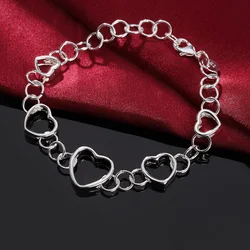 wholesale 925 Sterling Silver Jewelry fashion women lady wedding charm hollow heart Bracelets factory price