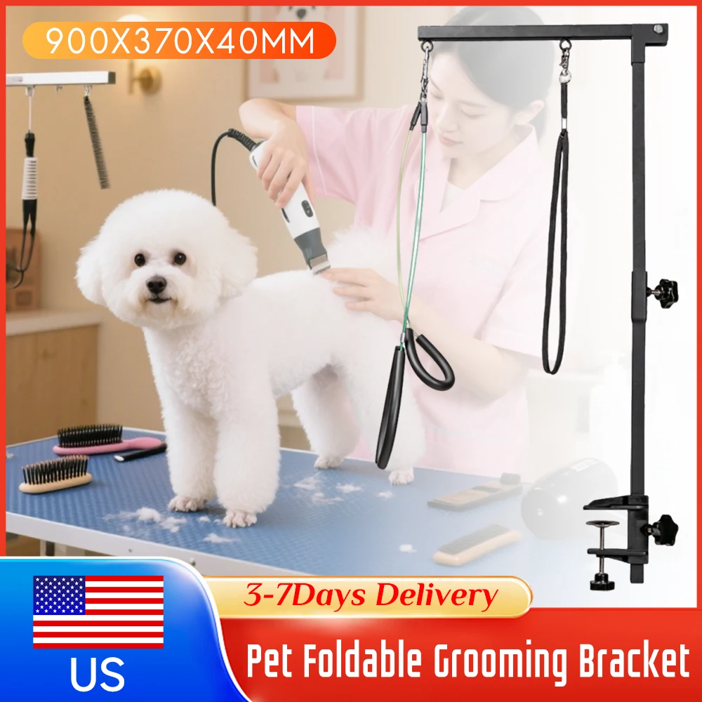 

Pet Grooming Stand Height Adjust Telescopic Desk Pets Holder with Sling Restraint Rope for Bath Trimming Haircut Nail Clipping ﻿