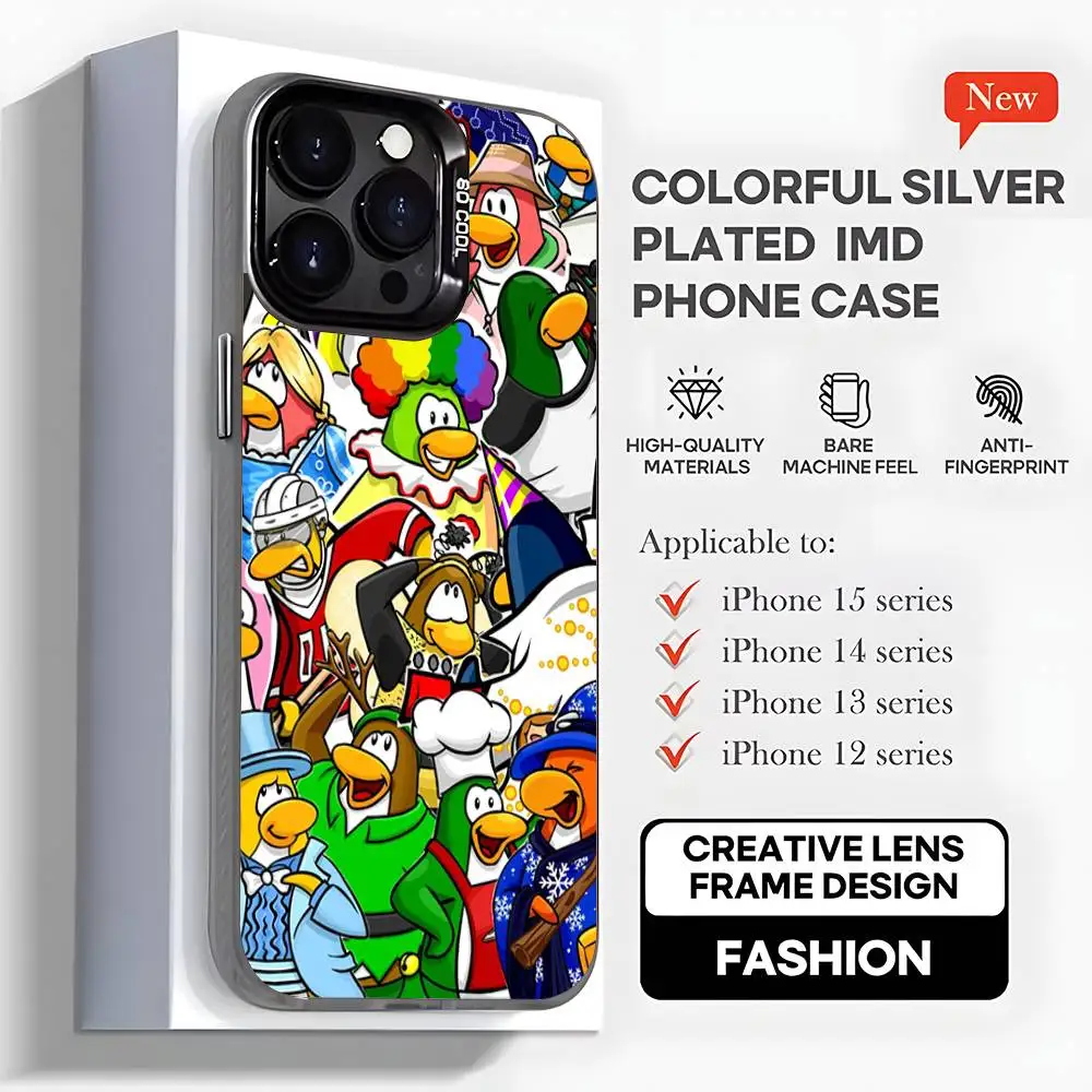 ゲームクラブ P-ペンギン iPhoneケース iPhone 16,15,14,13,12,11,Mini,Pro,MAX,plus対応 ブラックマット 耐衝撃カバー