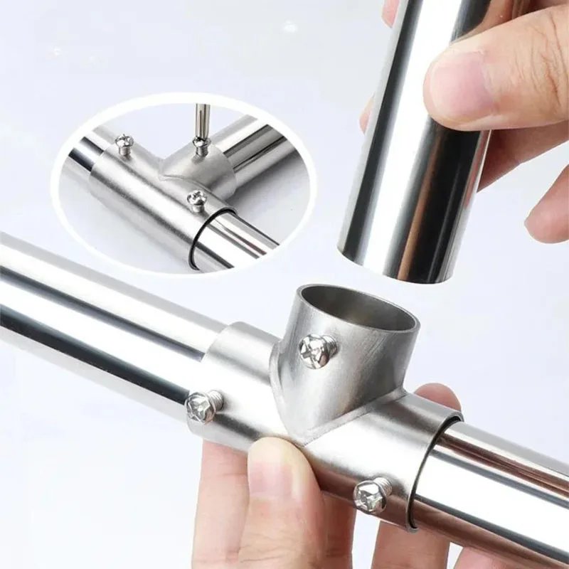 19mm Round Pipe Joint Stainless Steel Tube Connector Clothes Display Rack Rod Support Holder Fixed