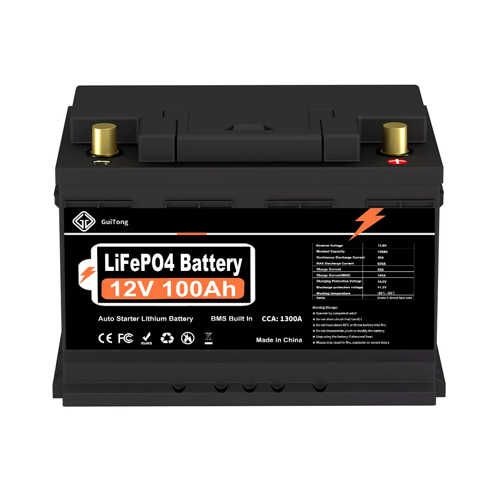 12V 100Ah Rechargeable LiFePO4 Starter Battery Packs for Automotive Jump Starts and Emergency Power Supply