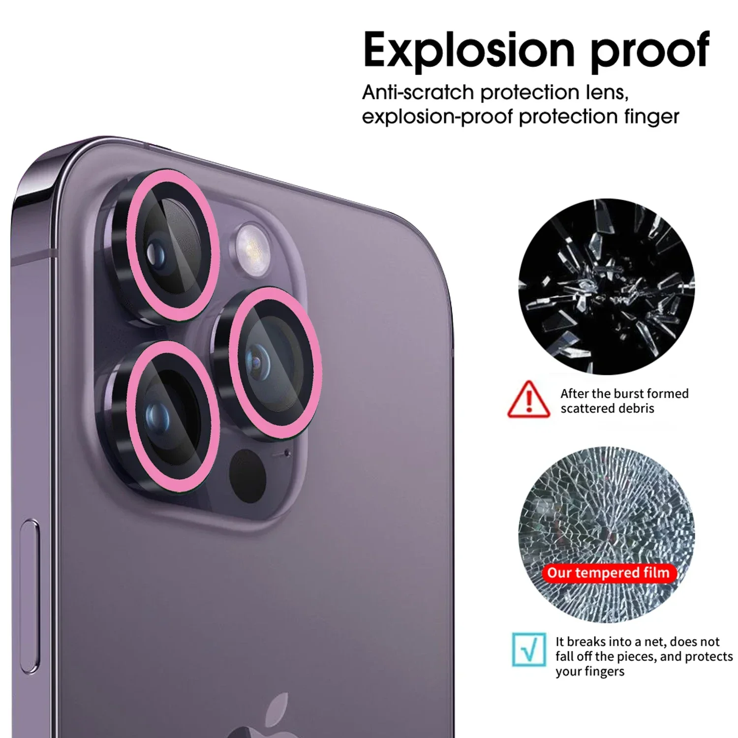 9H Hardness Tempered Glass Camera Protectors for IPhone 16 Pro/16 ProMax/16 Plus/16 Shatterproof Ultra HD Metal Glass Lens Films