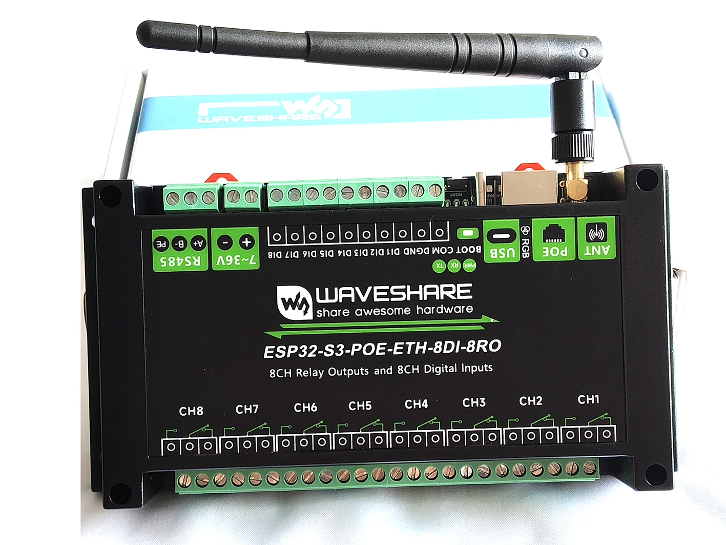 

RS485 RJ45 home automation Wi-Fi 8 Channel ESP32-S3 WiFi Relay Module remote control switch controller with digital input output
