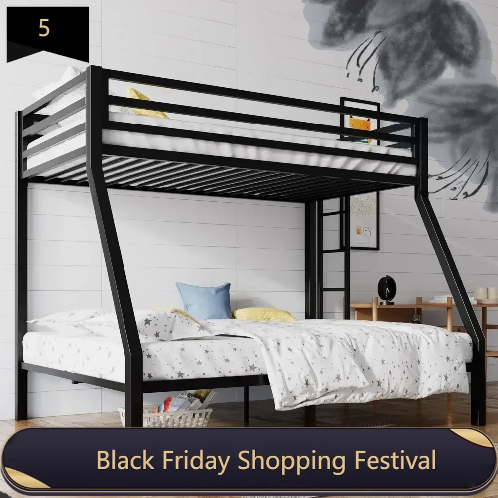 Metal Bunk Bed Twin Over，Removable Stairs, Heavy Duty Sturdy Frame  Under-Bed Storage for Teen & Adults, Teens