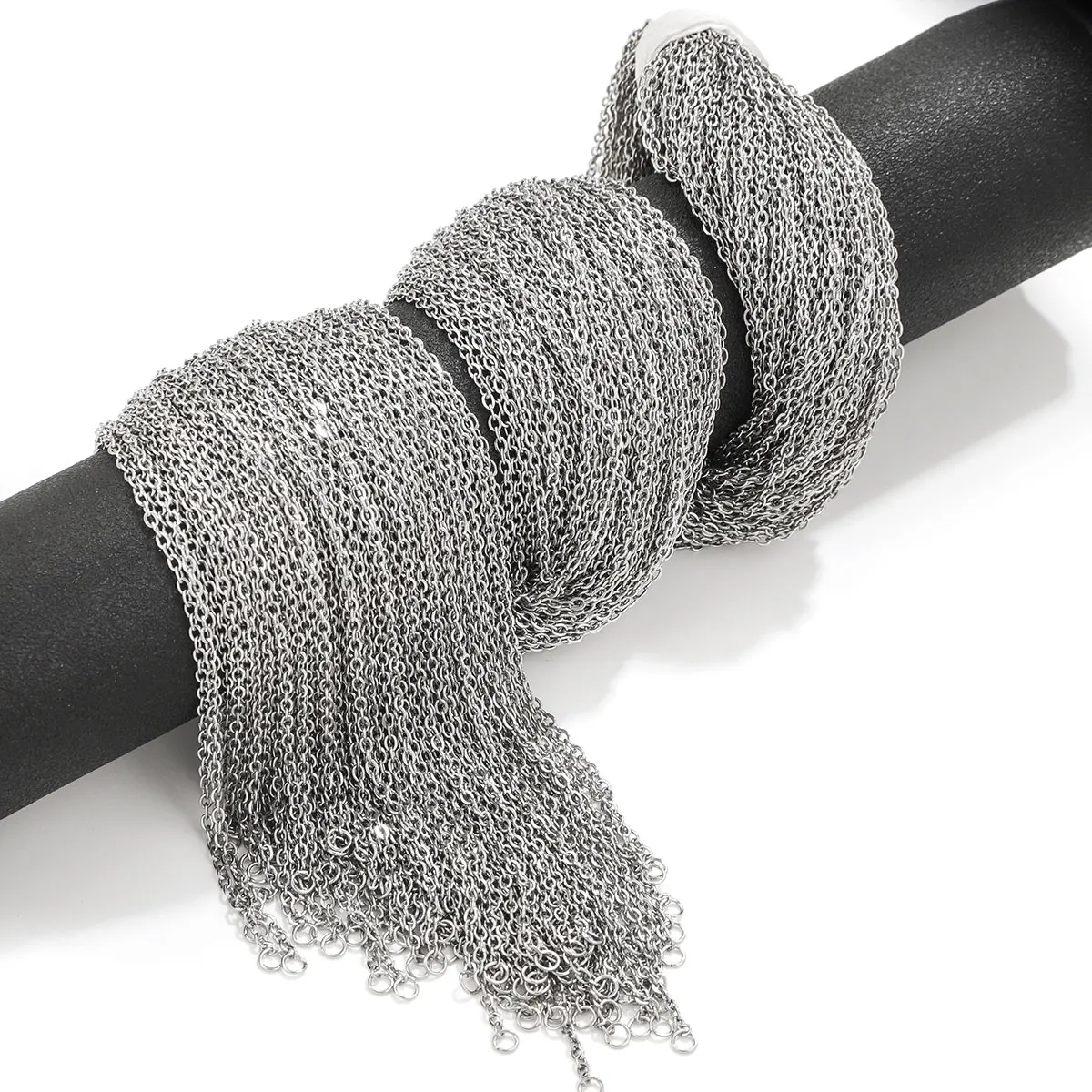 100 Stainless Steel Cross Thin Chain for Women\'s Charm Jewelry Necklace Production Wholesale with Lobster Buckle Width 1/1.5/2MM