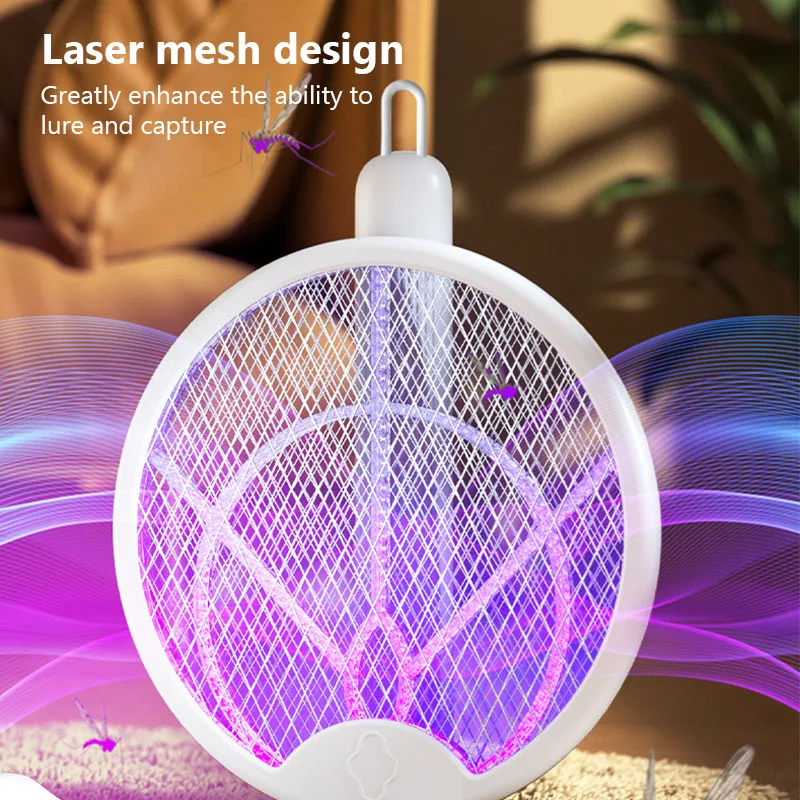 Foldable Electric Mosquito Killer Fly Swatter Trap USB Rechargeable Mosquito Repellent Lamp Mosquito Racket UV Light Bug Zapper