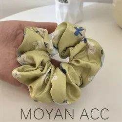 Polyester Silk Imitation Scrunchies for Hair Girls Women Elastic RubberBands Hairties Hair Accessories Floral Print Headwear