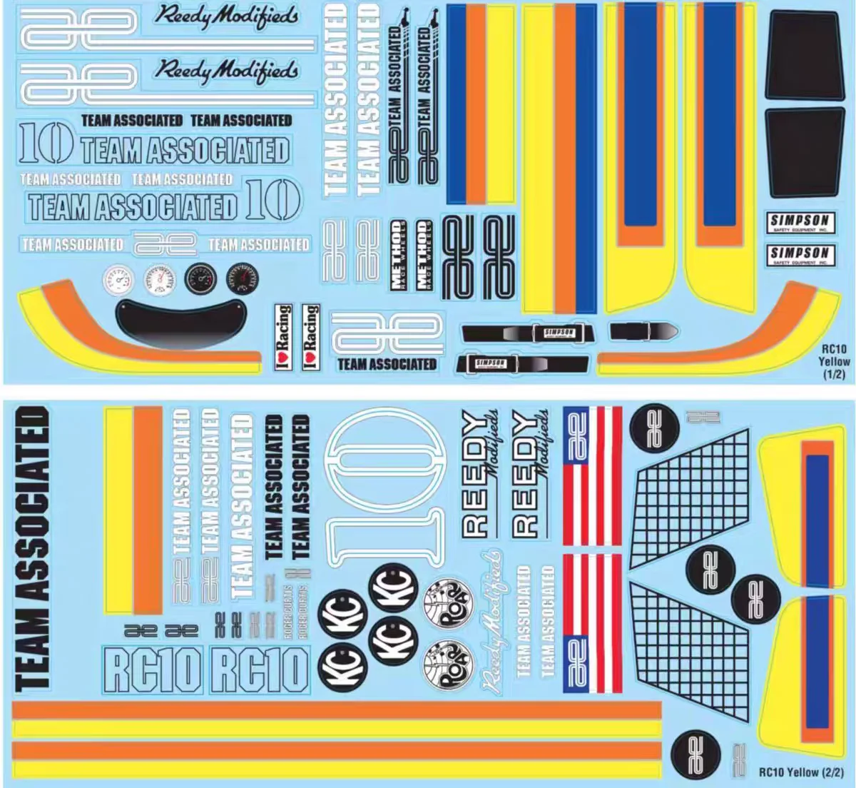 Decal sheet for 1/10 AE RC10 Body shell