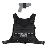 Bolsa de pecho ligera, paquete frontal para el pecho, chaleco para correr con bolsillo, soporte para teléfono, chaleco táctico impermeable de gran capacidad