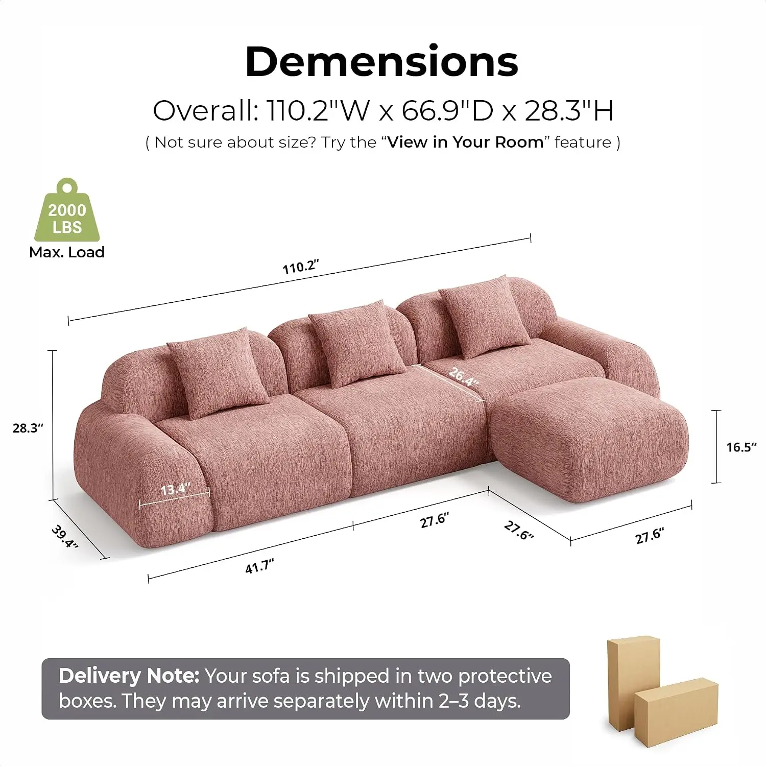 Modular Sectional Sofa Ottoman 110