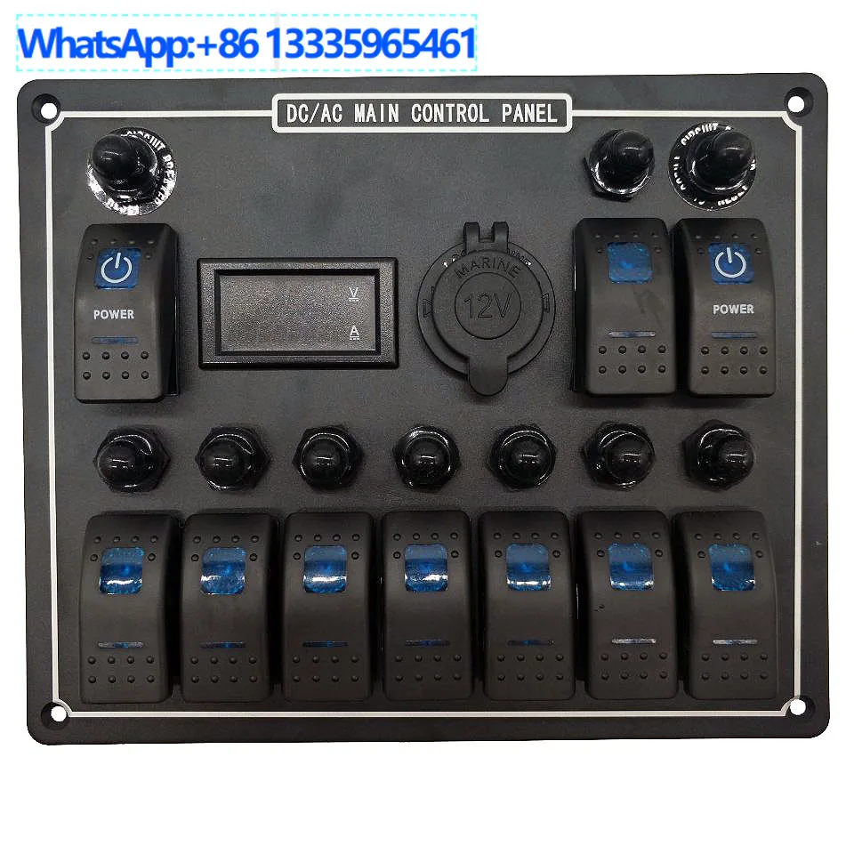 Cross-border hot-selling ship RV Ten-position panel switch AC/DC voltage combination with overload protector voltage current