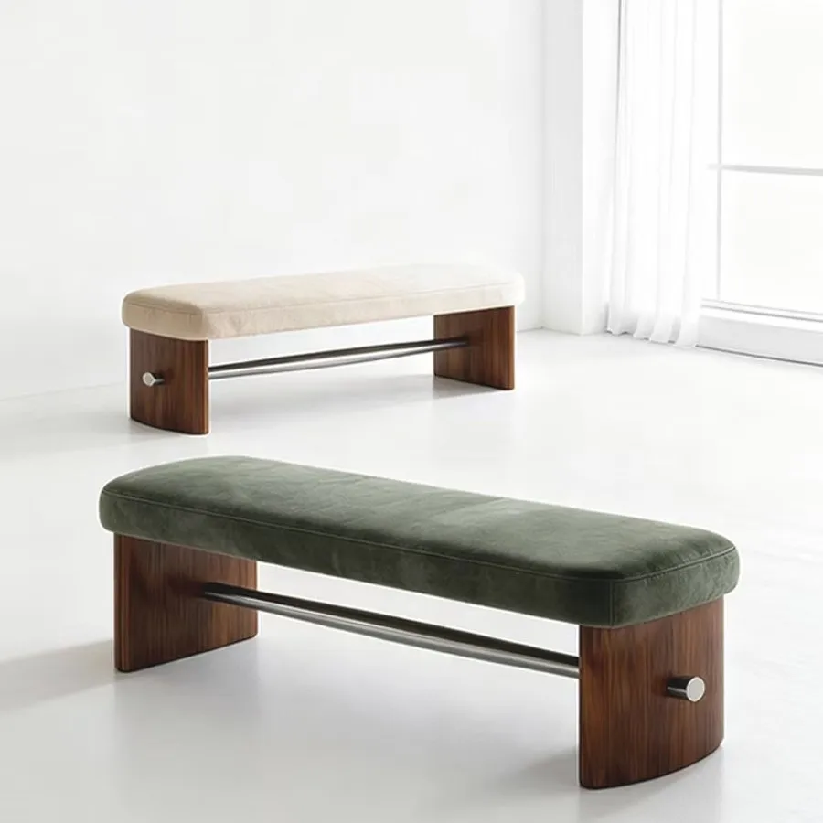 LTT Italian light luxury solid wood bench home shoe change stool living room sofa stool